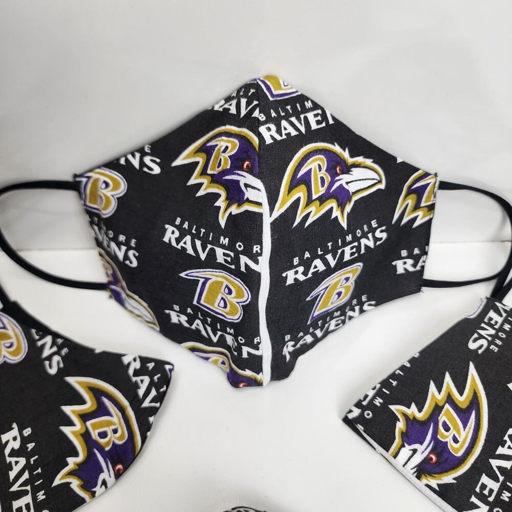 NFL Baltimore Ravens Logo Face Mask Black, Gold, Purple & White Large Size 4 Pk